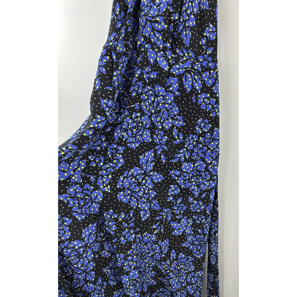 DVF Diane Von Furstenberg 100% Silk Black & Blue Halter Jumpsuit Women's Size 12 - Picture 11 of 16